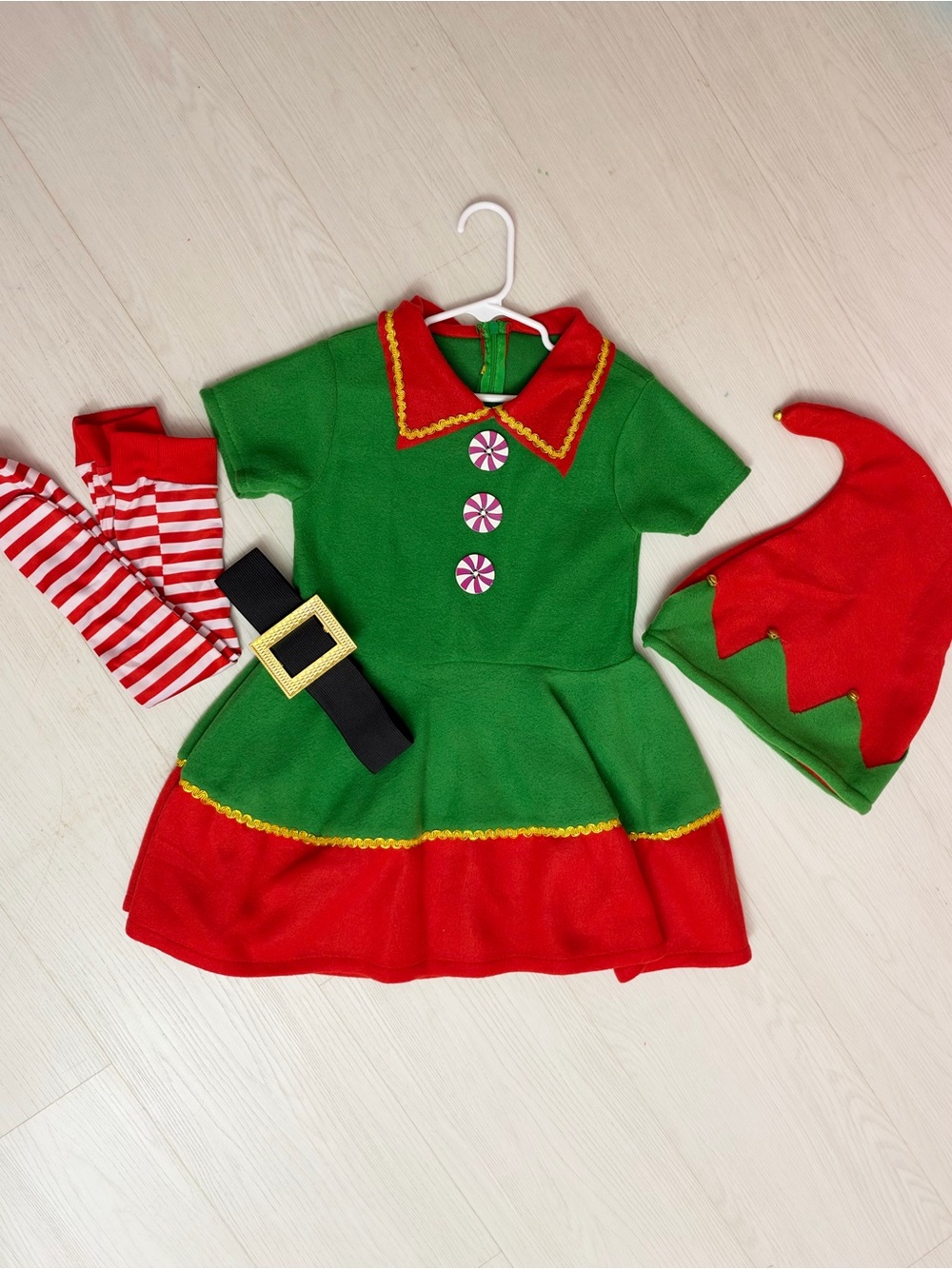 Girls Christmas Elf Costume Dress Set